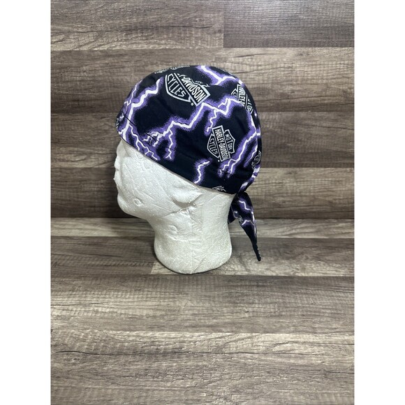 VTG Harley Davidson Biker Hat Cap Purple Lightning Thunder OS 90s RARE - Picture 9 of 12